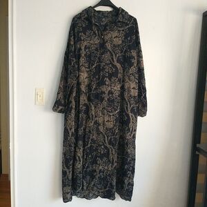 Zanzea Collection Shirt Dress 5XL Black Beige Floral Maxi Long Sleeves Buttons